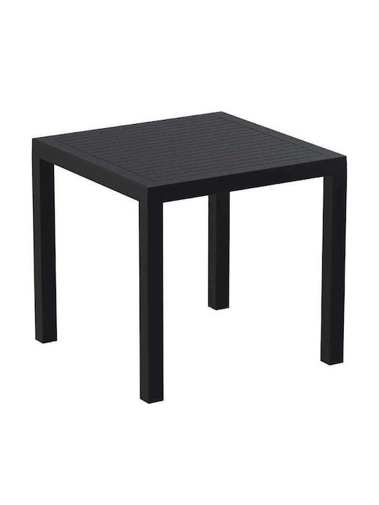 Ares Auxiliary Outdoor Free Standing Polypropylene Table Black 80x80x75cm