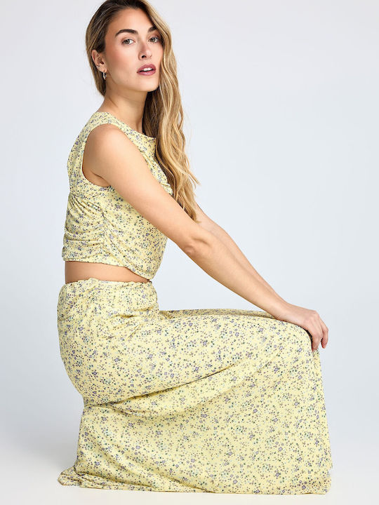 Maxi Women's Skirt Floral Yellow FBL013-110-14-Lemonade