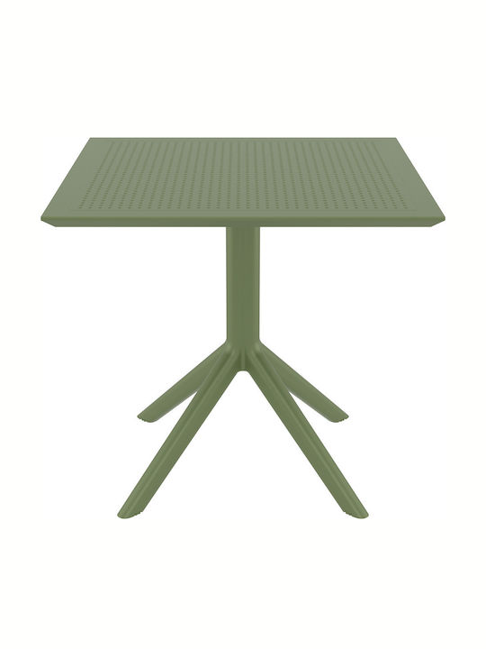 Tisch für kleine Außenbereiche Stabil Sky Olive Green 80x80x74cm