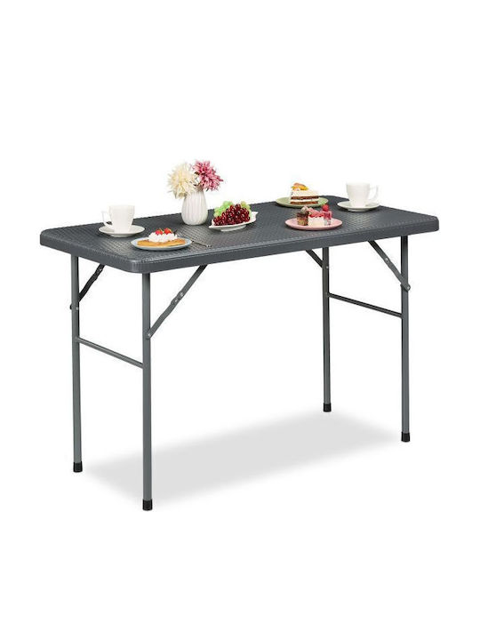 Plastic Masa pentru spații exterioare Pliabil cu schelet metalic Gri 121.5x61x74buc