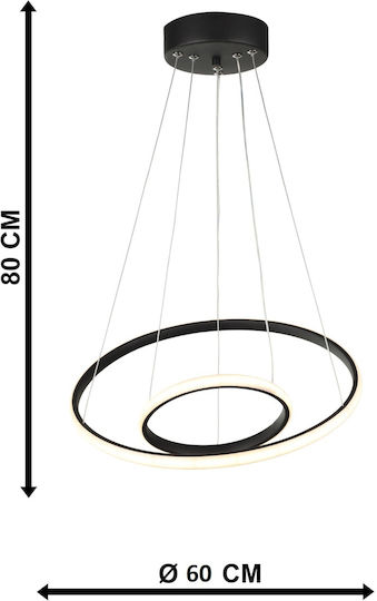 Heronia Pendant Ceiling Light Black LED with Warm White Light 60x60cm