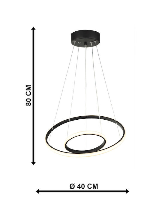 Heronia Pendant Ceiling Light Black LED with Warm White Light 60x60cm