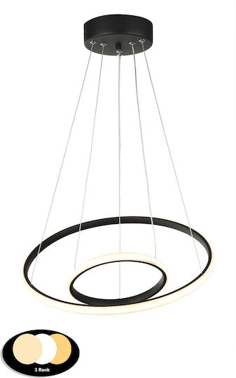 Heronia Pendant Ceiling Light Black LED with Warm White Light 60x60cm