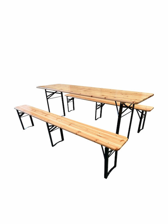Masă de Exterior Metalică Maro 177x60x75cm