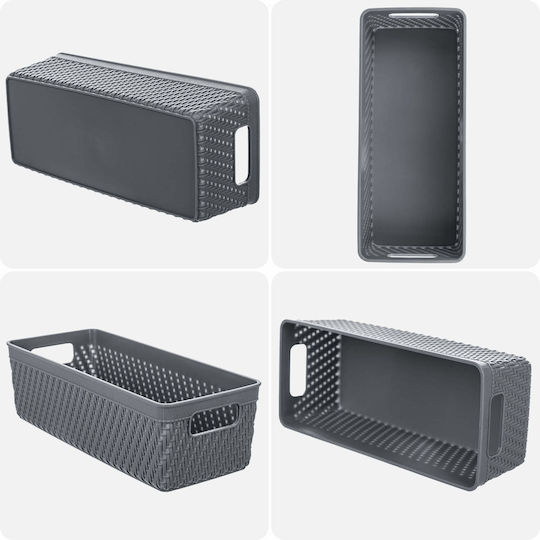 Kadax Καλάθι Αποθήκευσης Πλαστικό Γκρι 10x24.5cm