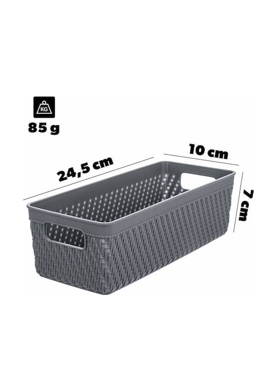 Kadax Καλάθι Αποθήκευσης Πλαστικό Γκρι 10x24.5cm