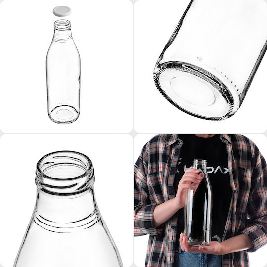 Kadax Glas Wasserflasche mit Schraubdeckel Transparent 1000ml 5 Stücke
