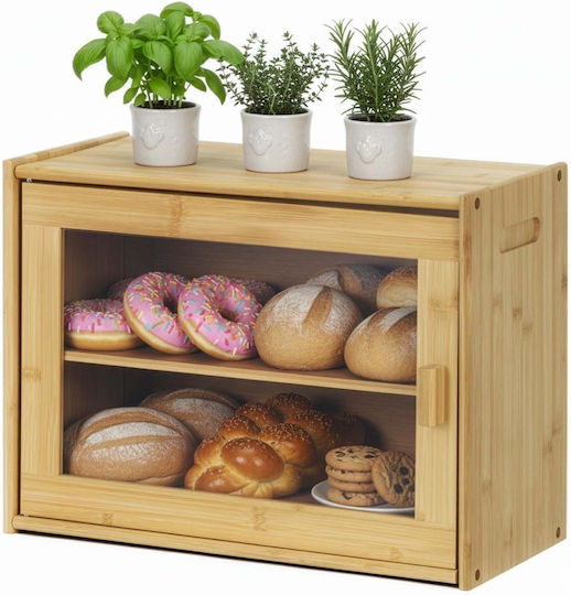 Brotkasten mit Deckel aus Bambus Beiges 39x20x31cm