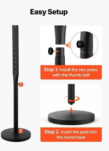Vevor Portable Sign Post 2-pack 1230 Mm Tall Metal Sign Stands Heavy Duty Cast Iron Base Multi-hole Design Easy Installation Wind-resistant Indoor Outdoor Parking Warning Notice