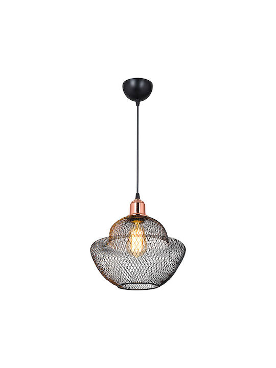 Klikareto Volcano Pendant Light Black Grid with Socket E27 29x65cm