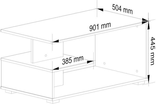 Masa De Cafea Centrală Vini Din Lemn Cu Roți Maro L90xL51xÎ45cm
