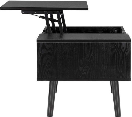 Rectangular Central Wooden Coffee Table with Lifting Mechanism Black W100xD50xH43cm