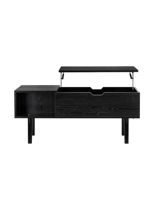 Masa Centrală Rectangulară Din Lemn Cu Mecanism De Ridicare Neagră L100xL50xÎ43cm