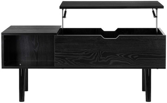 Rectangular Central Wooden Coffee Table with Lifting Mechanism Black W100xD50xH43cm