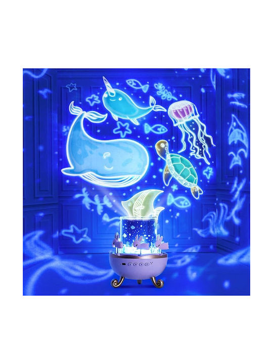 Led Rotating Kids Table Lamp Projector with Projection Designs Pink 19.1x11.8x11.8cm
