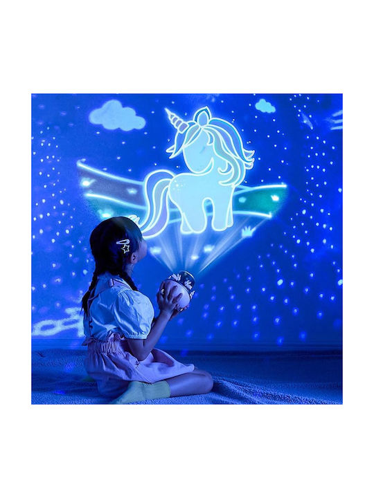 Led Rotating Kids Table Lamp Projector with Projection Designs Pink 19.1x11.8x11.8cm