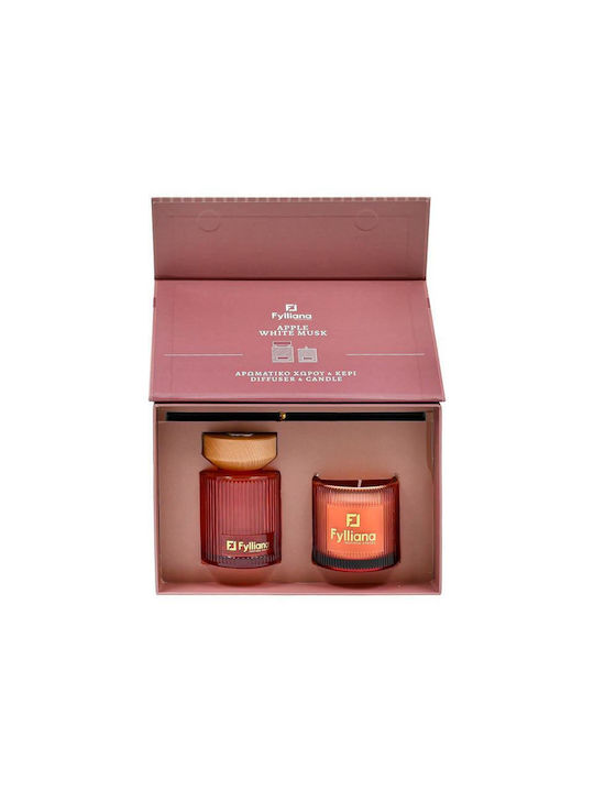 Ароматен Подаръчен Комплект Apple White Musk Fylliana FL25161 Дифузер 150ml + Свещ 150g