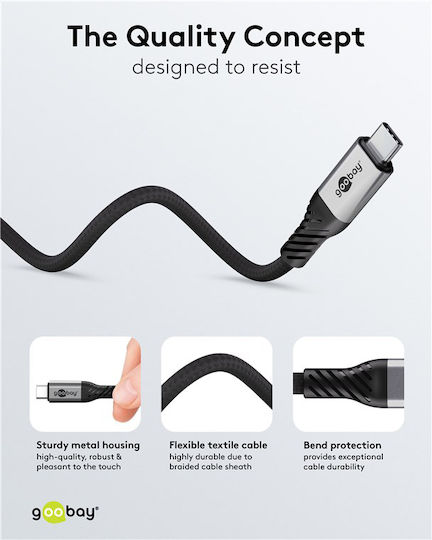 Goobay Geflochtenes USB 3.0 Kabel USB-C männlich - USB-C 240W PD Schwarz 1,5m 74776 Großhandel