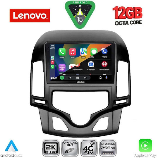 Lenovo Ηχοσύστημα Αυτοκινήτου για BMW X1 / X3 / X4 Hyundai i30 2007-2012 με Clima (Bluetooth/USB/WiFi/GPS/Apple-Carplay/Android-Auto) με Οθόνη Αφής 9"
