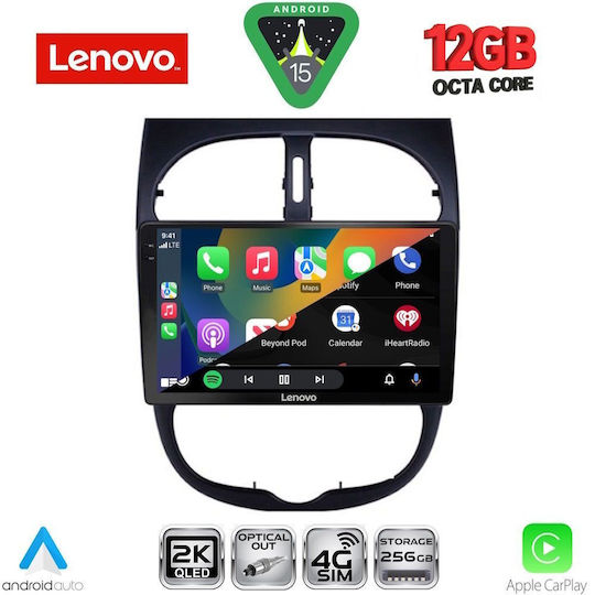 Lenovo Ηχοσύστημα Αυτοκινήτου για Peugeot 206 BMW X1 / X3 / X4 1998-2006 (Bluetooth/USB/WiFi/GPS/Apple-Carplay/Android-Auto) με Οθόνη Αφής 9"