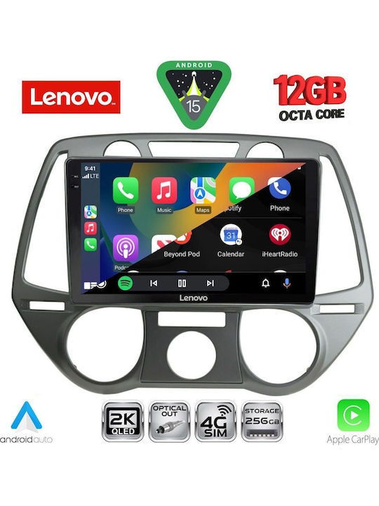 Lenovo Car Audio System for BMW X1 / X3 / X4 Hyundai i20 2008-2012 with A/C Bluetooth USB WiFi GPS Apple CarPlay Android Auto with 9" Touch Screen