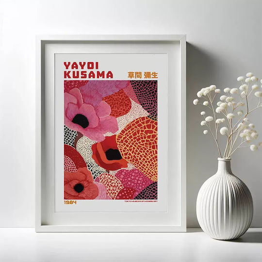 Poster Yayoi Kusama Scarlet Petals Art357 21cm X 30cm White Frame Pvc