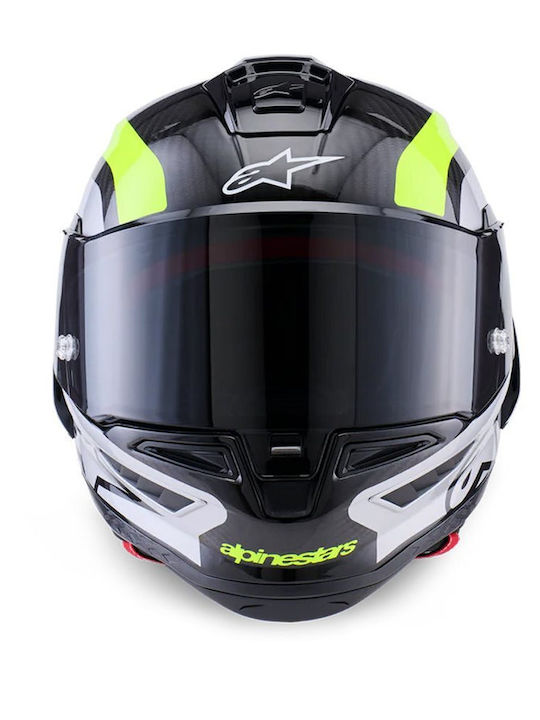 Alpinestars Supertech R10 Arius Black/Silver/Yellow Glossy Motorcycle Helmet Full Face DOT / ECE 22.06 1540gr with Pinlock