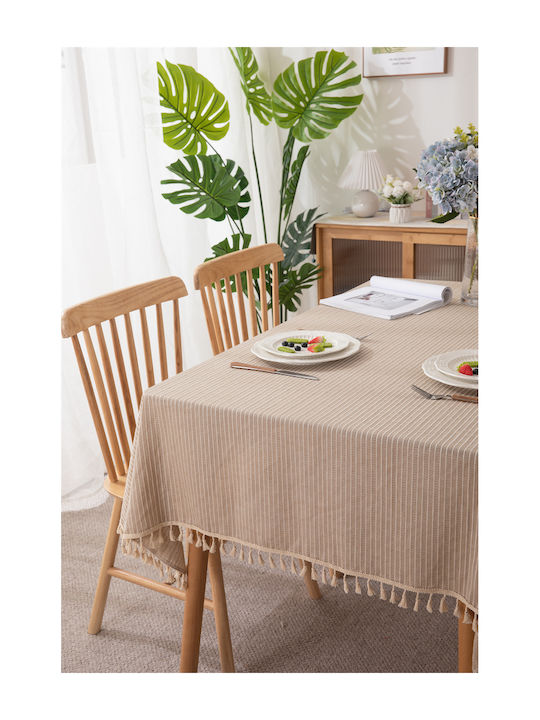 FRIPIA Cotton Beige Tablecloth 140x260cm