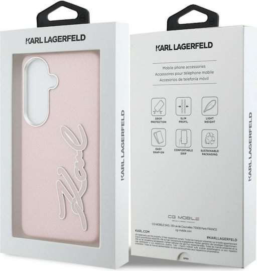 Karl Lagerfeld Rückseite Umschlag Silikon Kunststoff Synthetisches Leder Rosa für Galaxy S26