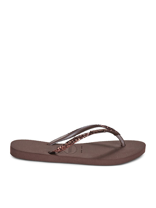 Havaianas Slim Glitter II Flip Flops Brown