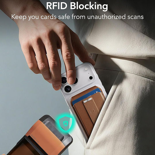 ESR MagSafe Kartenhülle Geo Halolock Wallet Stand in Braun Farbe