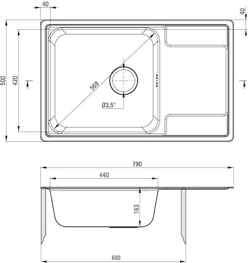Deante ZEO 011C Υποκαθήμενος Inox Μ50xΠ79cm Γκρι