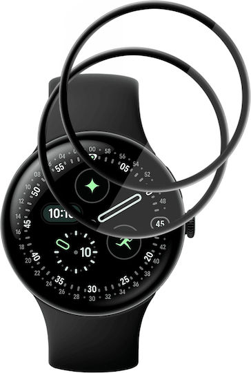 Techsuit Nano Flex 2 Stück Google Pixel Watch 4 45mm Schwarzes Schutzglas