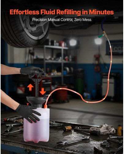 Vevor Transmission Fluid Pump 3 L Capacity Manual Fluid Transfer Pump 120 Cm Long Horse & Hdpe Tank Transmission Oil Pump Ptfe Tape Manual Automotive Oil Filling System