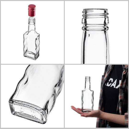 Kadax Glas Wein-/Getränkeflasche 200ml Likör Flasche Mit Langer Roter Kappe 1 Stück