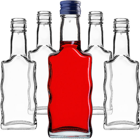 Glas Wein-/Getränkeflaschen 200ml Marineblau Verschluss 5 Stück