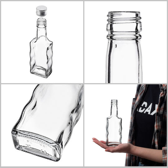 Glas 200ml Likörflasche Silberner Deckel 10 Stück