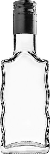 Glass 200ml Liqueur Bottle Long Black Cap 1 Pc