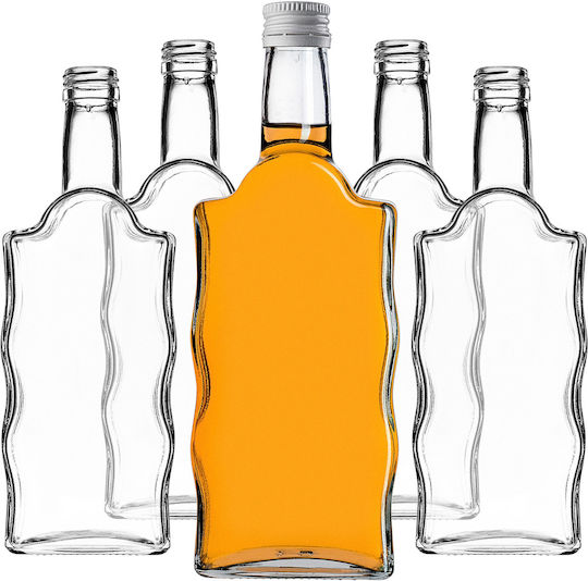 Glass Bottle Liqueur 500ml White Cap 5 Pcs