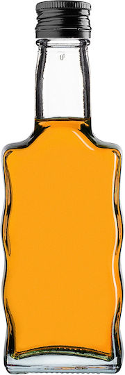 Glass Liqueur Bottle 200ml Black Cap 5 Pcs