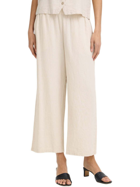 Women's Linen Pantaloons with Rubber Band Beige