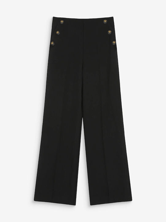 Damen Hochgeschnittenes Stoffhose Schwarz