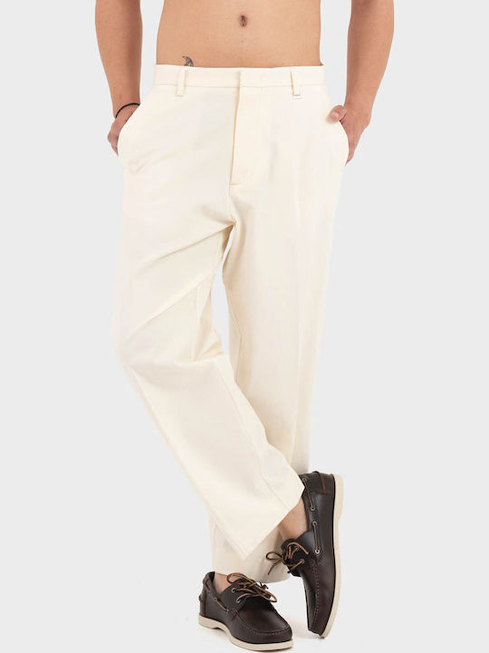 Men's Trousers Elastic in Loose Fit Ecru