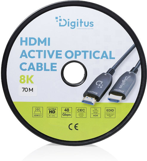 Digitus HDMI 2.1 HDMI Cable HDMI Male - HDMI Male 70m Black