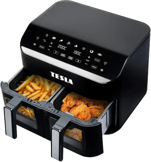 Tesla AirCook DualZone Q460 Еър Фрайър с Двоен Отделяем Кош 9л Черен