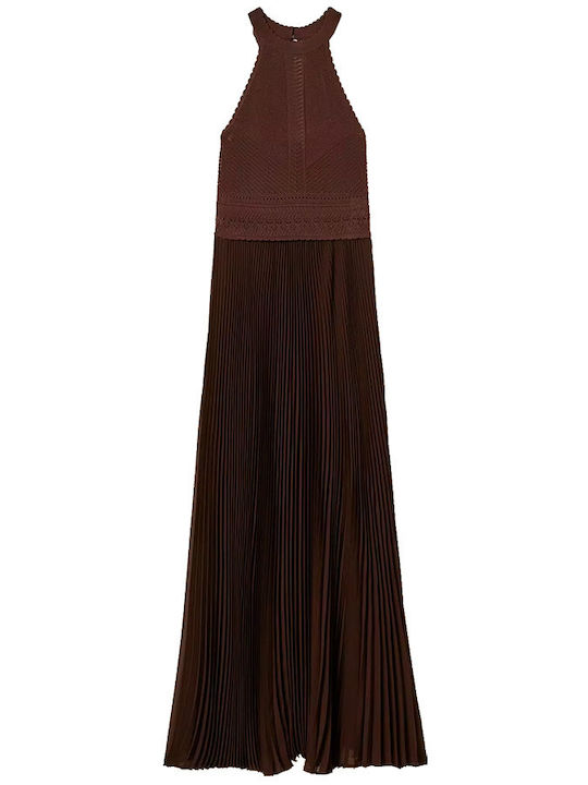 Summer Maxi Dress for Wedding and Christening Open Back Brown