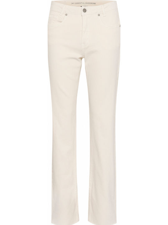 High Rise Women's Jean Pants in Straight Leg Style Ecru