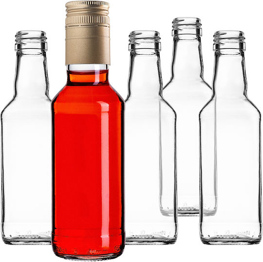 Glass Bottle 200ml Long Golden Cap 10 Pcs