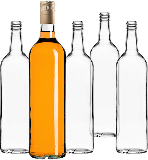 Glass Bottle 1000ml Long Golden Cap 10 Pcs