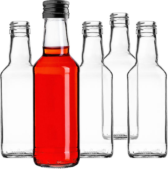 Kadax Glasflasche 200ml Schwarzer Deckel 10 Stück